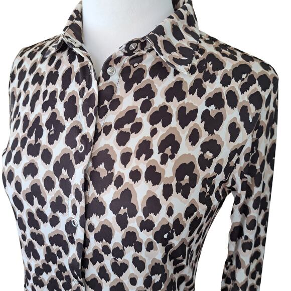 Anatomie Danica Printed Jersey Shirt In Abstract Cheetah Size XS Black Tan - Picture 7 of 12